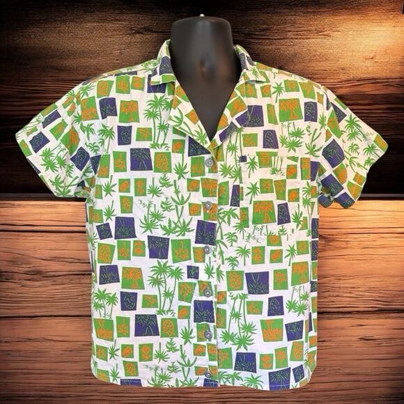 Vintage Men’s Gitano Collection Tropical Palm Trees Vacation Button Down Shirt M - Picture 1 of 10